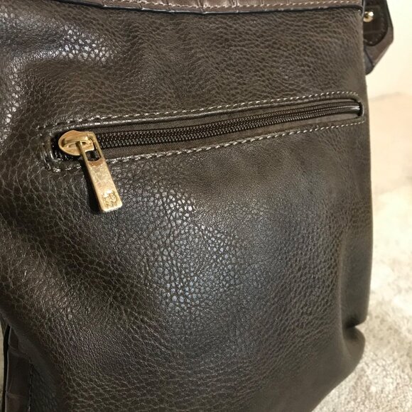 Hilary Radley Purse Brown Leather Crossbody Croc Embossed & Leopard Lining 10 x - Picture 6 of 15